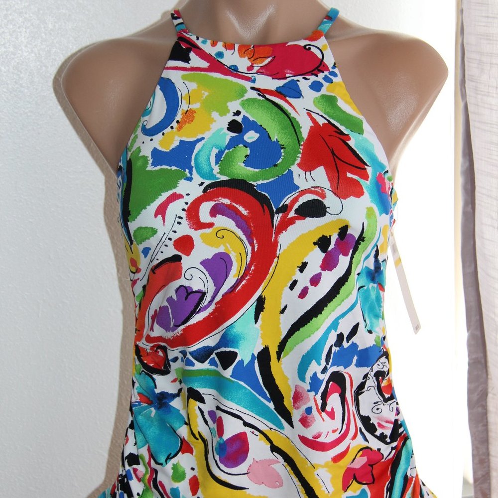 NWT Anne Cole High Neck Tankini Top size M